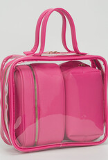 J.HOFFMAN'S Clear Cosmetic Bag Set- Fuschia
