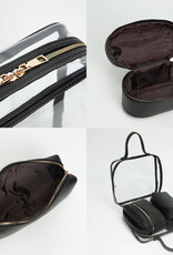 J.HOFFMAN'S Clear Cosmetic Bag Set- Fuschia