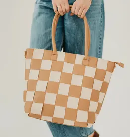 J.HOFFMAN'S Courtney Tote- Tan Check