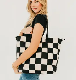 J.HOFFMAN'S Courtney Tote- Black Check