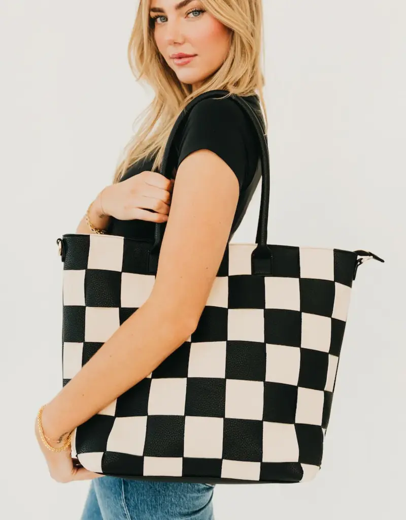 J.HOFFMAN'S Courtney Tote- Black Check