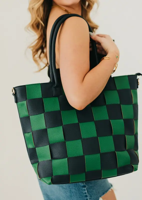 J.HOFFMAN'S Courtney Tote- Navy/ Green