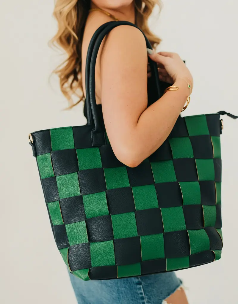 J.HOFFMAN'S Courtney Tote- Navy/ Green