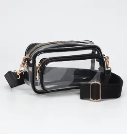 J.HOFFMAN'S Clear Rectangle Crossbody-  Black