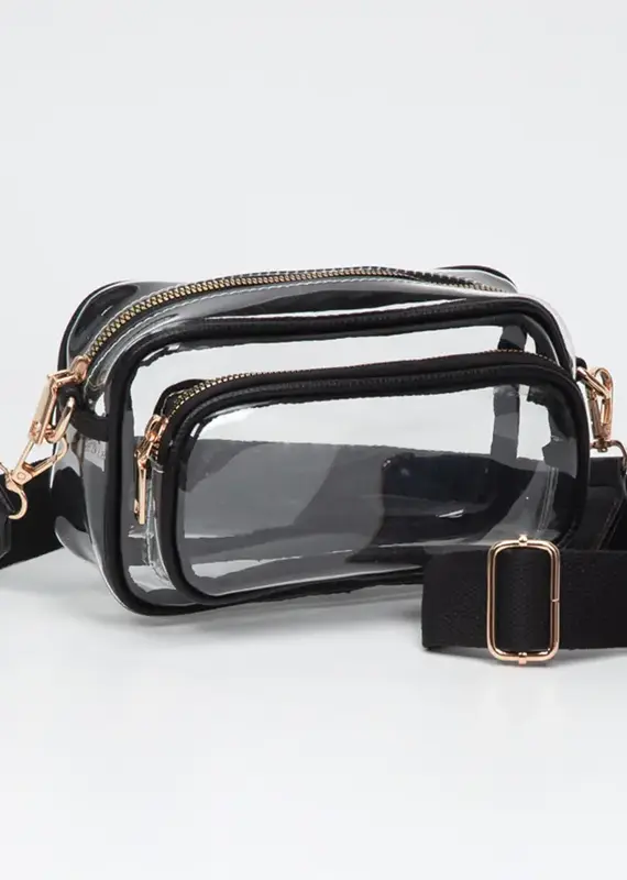 J.HOFFMAN'S Clear Rectangle Crossbody-  Black
