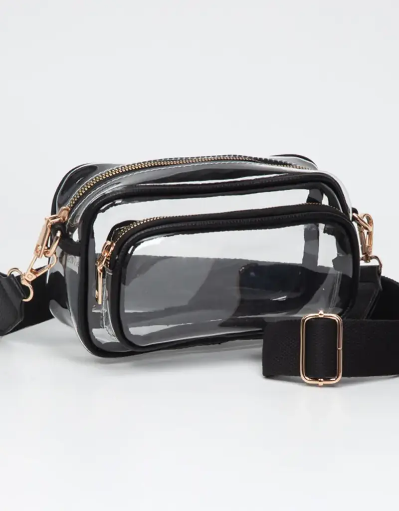 J.HOFFMAN'S Clear Rectangle Crossbody-  Black