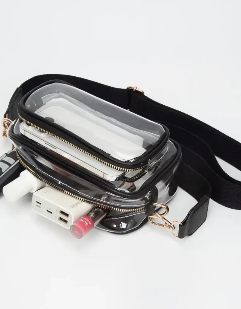 J.HOFFMAN'S Clear Rectangle Crossbody-  Black