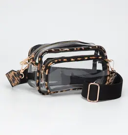 J.HOFFMAN'S Clear Rectangle Crossbody- Leopard