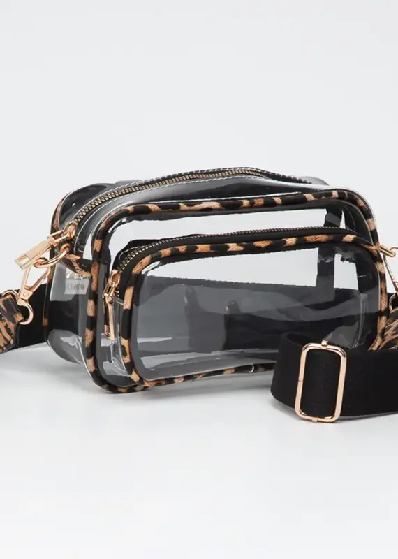 J.HOFFMAN'S Clear Rectangle Crossbody- Leopard