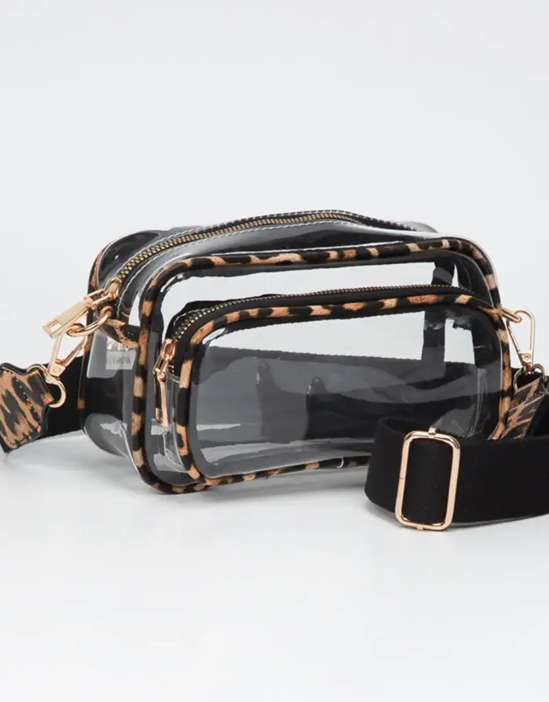 J.HOFFMAN'S Clear Rectangle Crossbody- Leopard