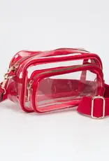 J.HOFFMAN'S Clear Rectangle Crossbody- Red