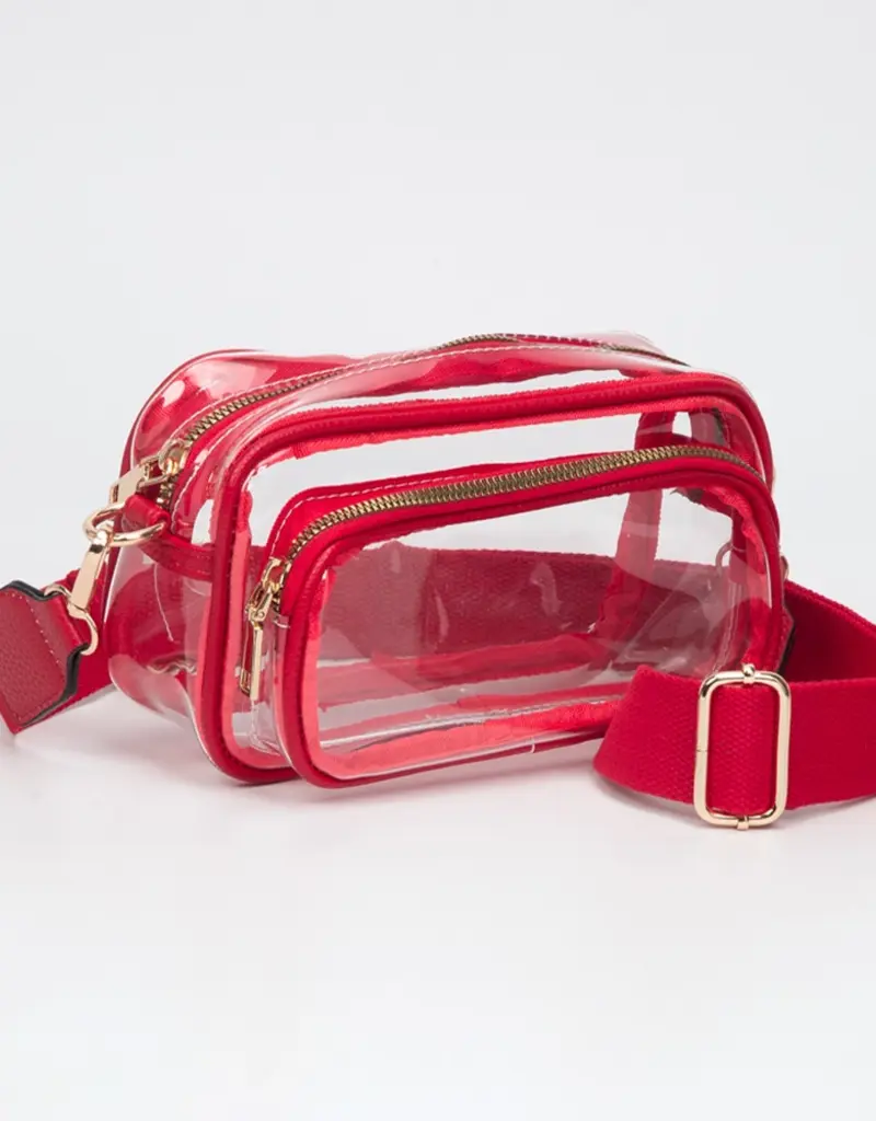 J.HOFFMAN'S Clear Rectangle Crossbody- Red