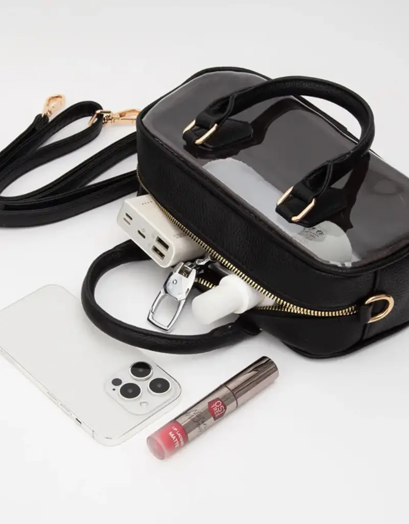 J.HOFFMAN'S Clear Top Handle Bag- Black