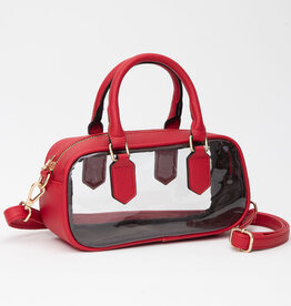 J.HOFFMAN'S Clear Top Handle Bag- Red