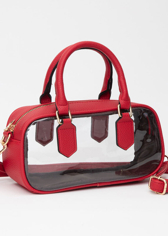 J.HOFFMAN'S Clear Top Handle Bag- Red