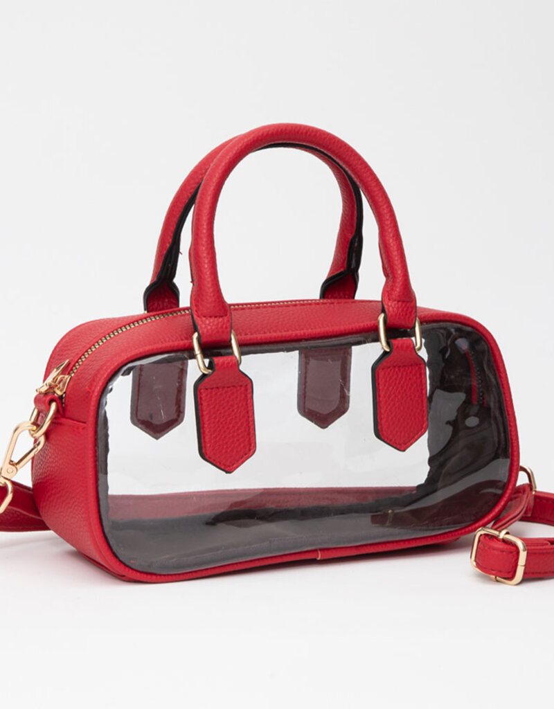 J.HOFFMAN'S Clear Top Handle Bag- Red