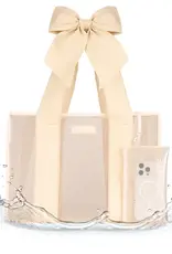 J.HOFFMAN'S Jelly Tote Bag- Ecru Raffia Bow