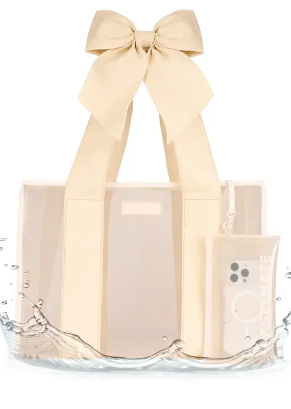 J.HOFFMAN'S Jelly Tote Bag- Ecru Raffia Bow