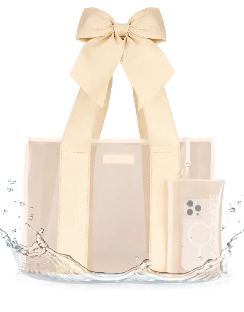 J.HOFFMAN'S Jelly Tote Bag- Ecru Raffia Bow