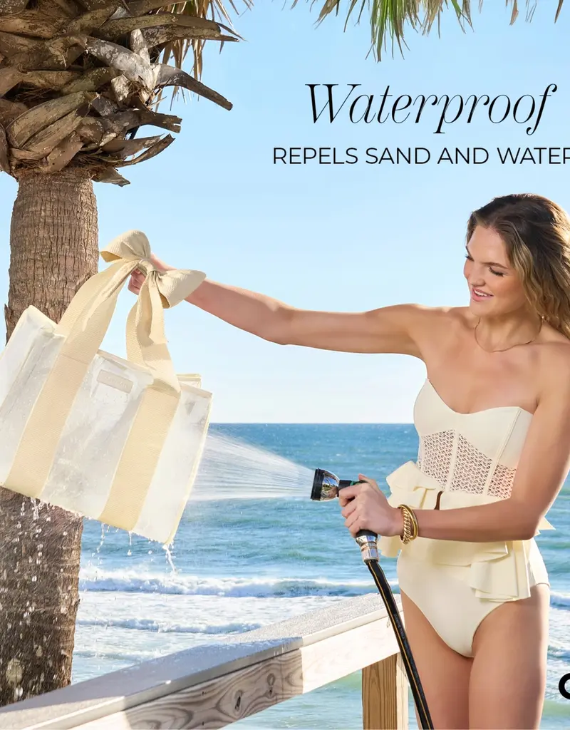 J.HOFFMAN'S Jelly Tote Bag- Ecru Raffia Bow