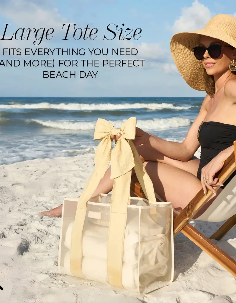 J.HOFFMAN'S Jelly Tote Bag- Ecru Raffia Bow