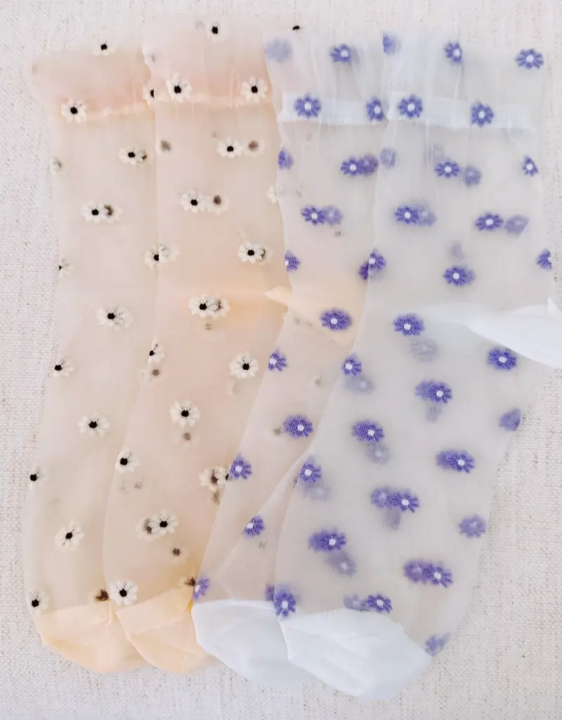 J.HOFFMAN'S Sheer Socks Set of 2- Mini Daisy