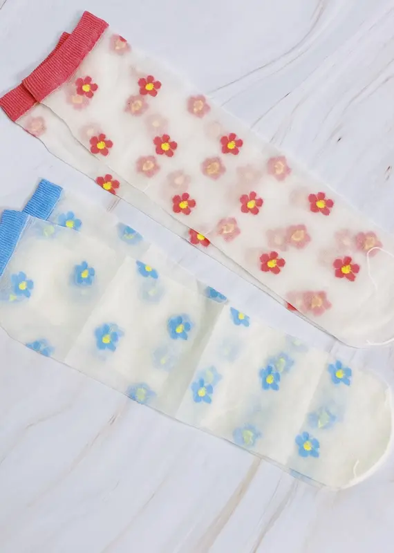 J.HOFFMAN'S Sheer Socks Set of 2- Mini Flower