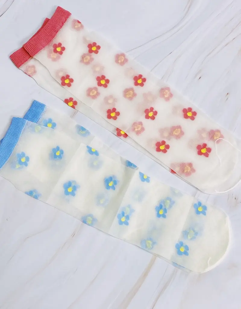 J.HOFFMAN'S Sheer Socks Set of 2- Mini Flower