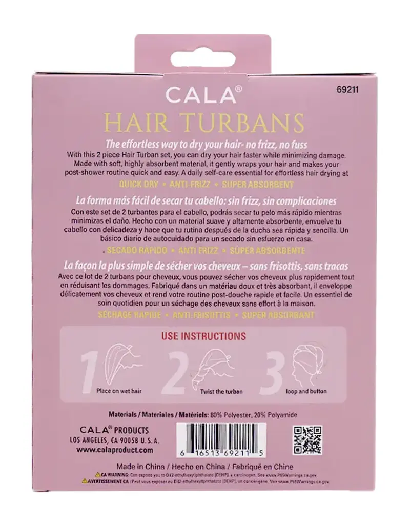 J.HOFFMAN'S Hair Turban Set of 2- Pink