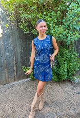 J.HOFFMAN'S Queen of Sparkles Paisley Tank Dress- Denim