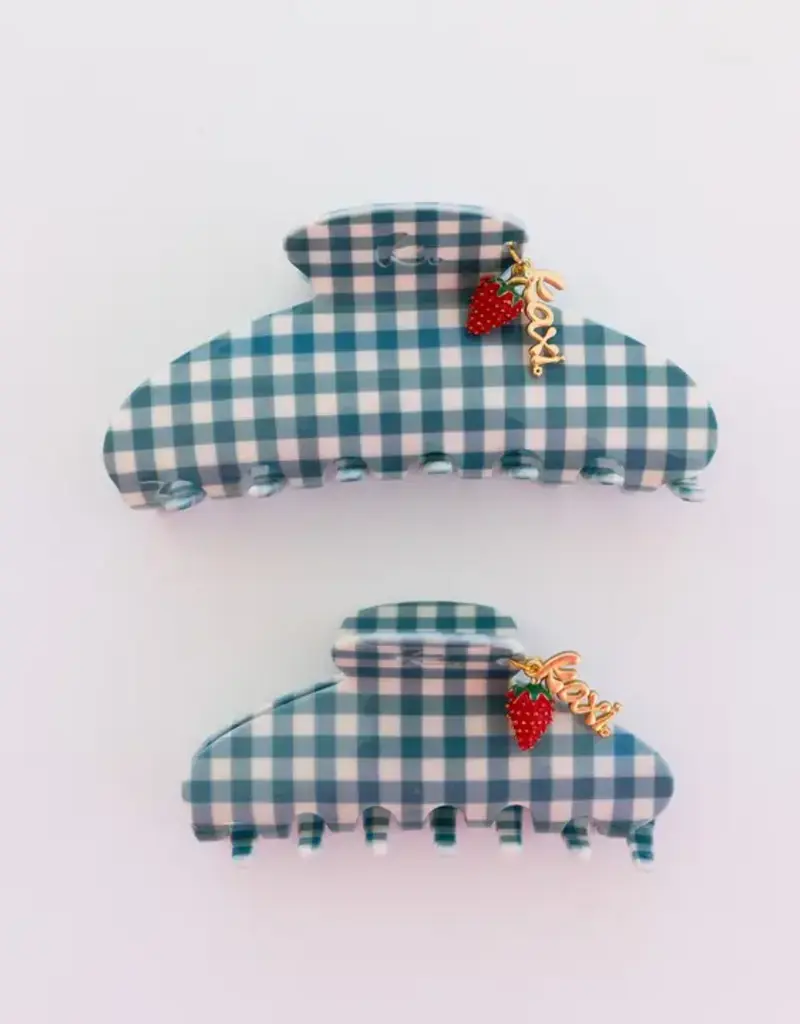 J.HOFFMAN'S Blue Gingham Strawberry Claw Clip