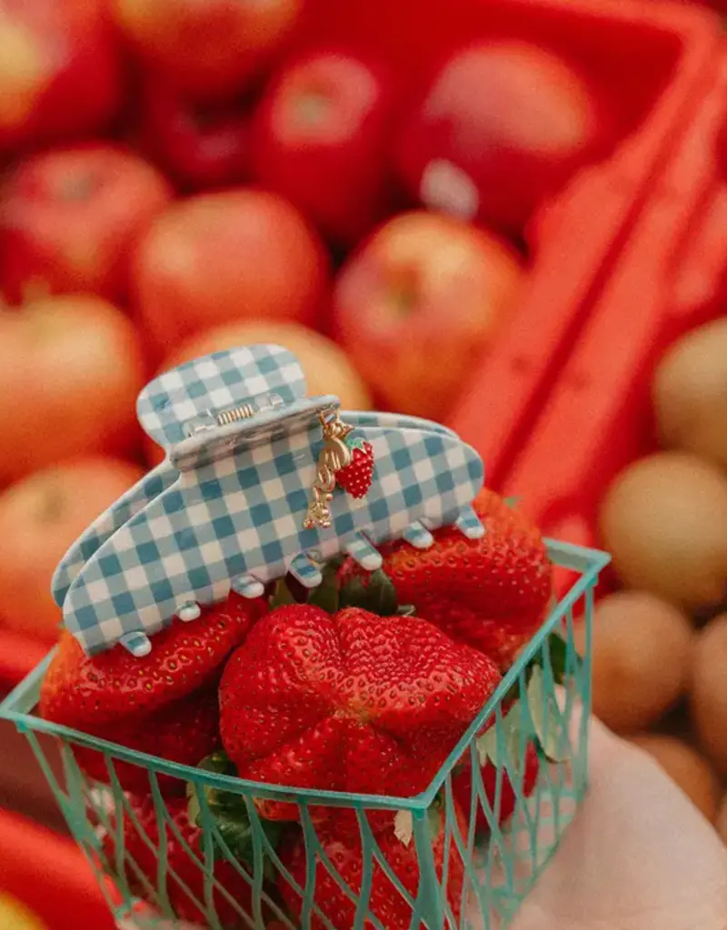 J.HOFFMAN'S Blue Gingham Strawberry Claw Clip