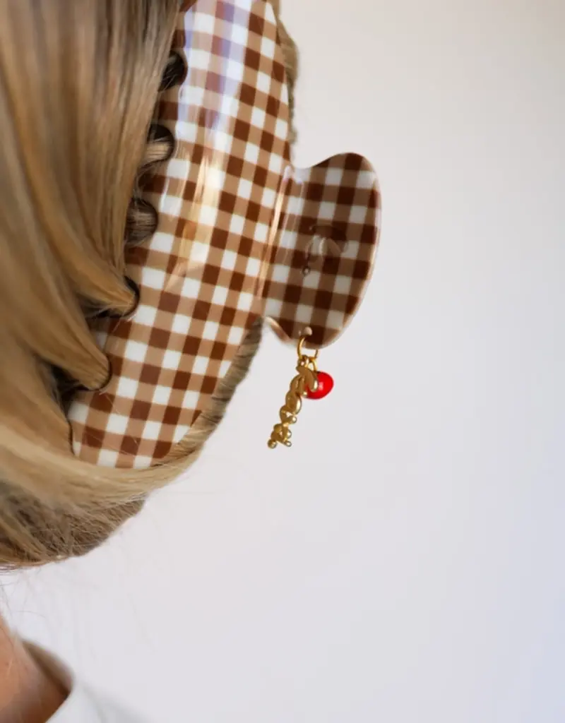 J.HOFFMAN'S Brown Gingham Tomato Claw Clip