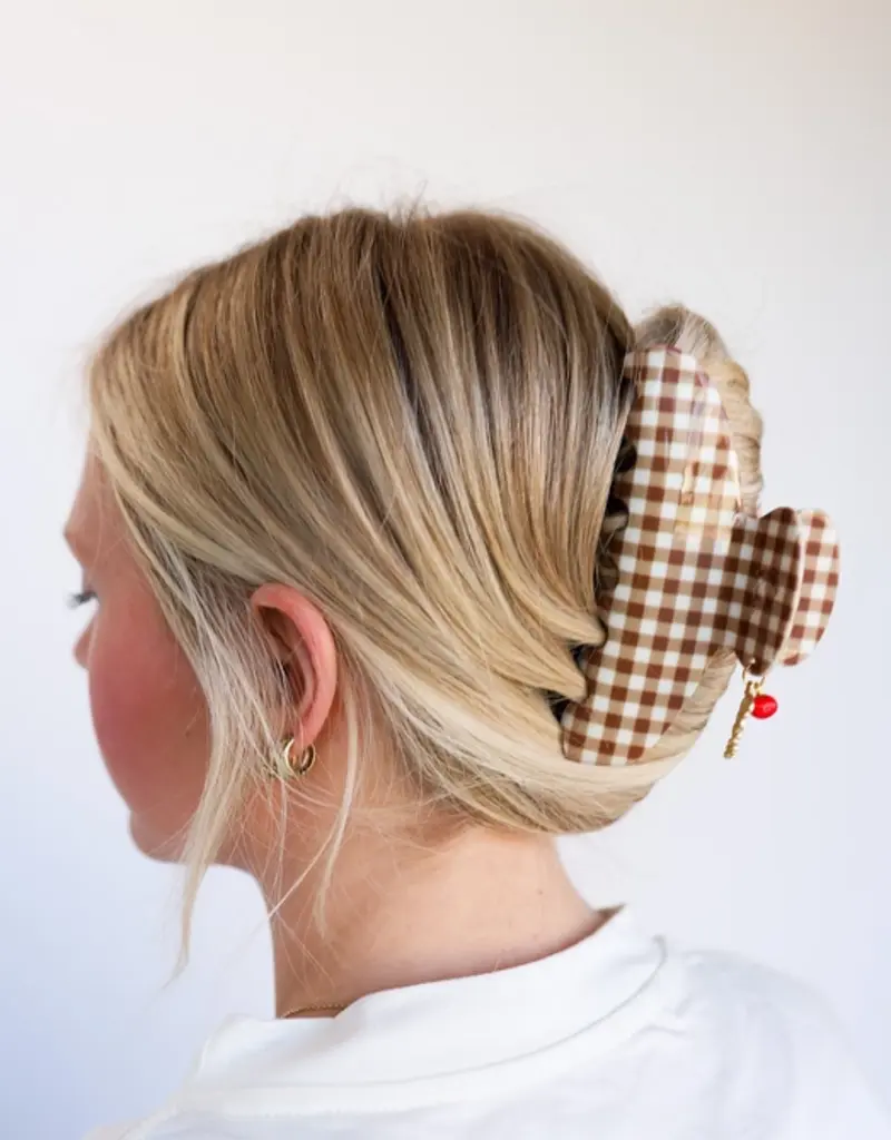 J.HOFFMAN'S Brown Gingham Tomato Claw Clip