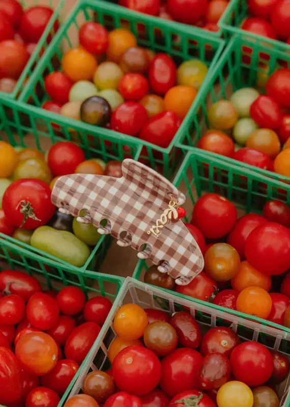 J.HOFFMAN'S Brown Gingham Tomato Claw Clip
