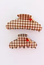 J.HOFFMAN'S Brown Gingham Tomato Oversized Claw Clip