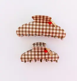 J.HOFFMAN'S Brown Gingham Tomato Oversized Claw Clip