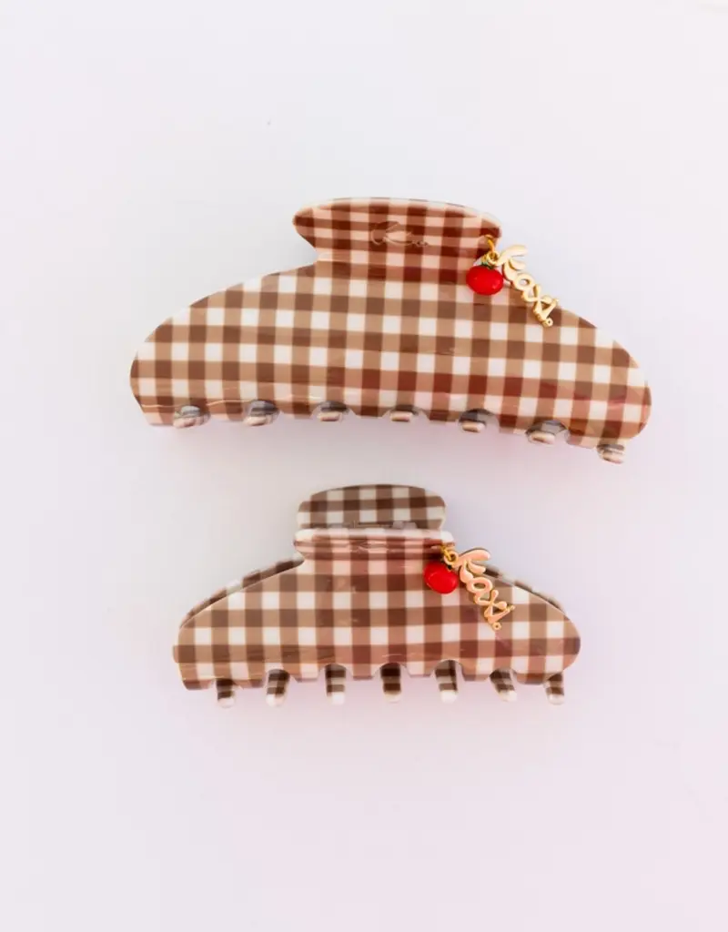 J.HOFFMAN'S Brown Gingham Tomato Oversized Claw Clip