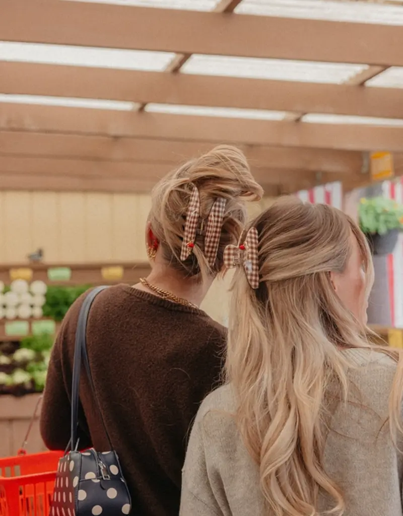 J.HOFFMAN'S Brown Gingham Tomato Oversized Claw Clip