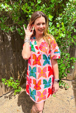 J.HOFFMAN'S Butterflies Shift Dress- Pink