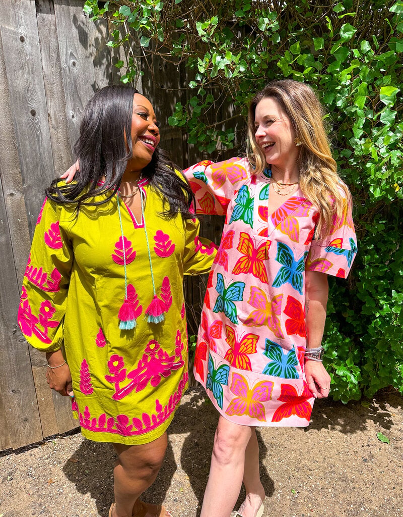 J.HOFFMAN'S Butterflies Shift Dress- Pink