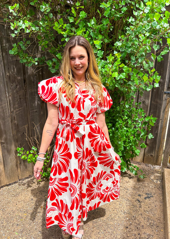 J.HOFFMAN'S Millie Dress- Damasco Red