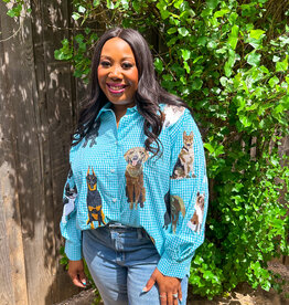 J.HOFFMAN'S Queen of Dogs Top- Aqua