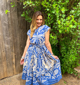 J.HOFFMAN'S Royal Palms Dress- Blue