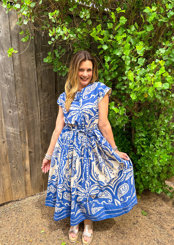 J.HOFFMAN'S Royal Palms Dress- Blue