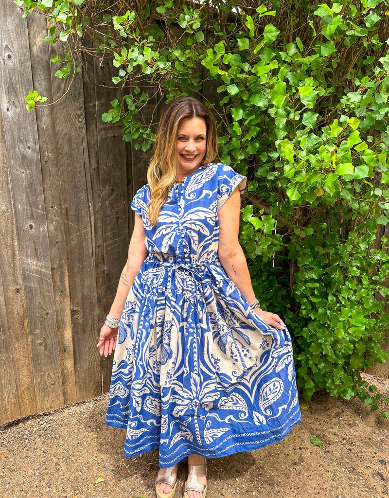 J.HOFFMAN'S Royal Palms Dress- Blue