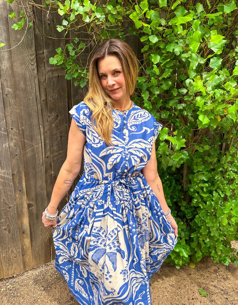 J.HOFFMAN'S Royal Palms Dress- Blue