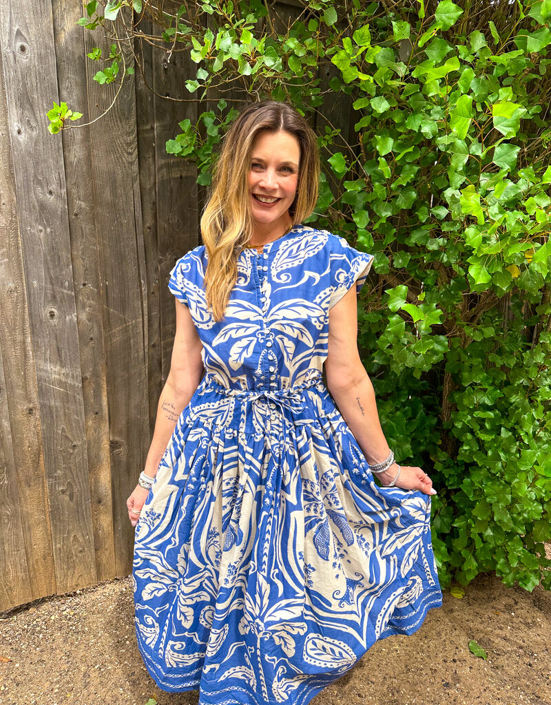 J.HOFFMAN'S Royal Palms Dress- Blue