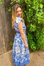 J.HOFFMAN'S Royal Palms Dress- Blue