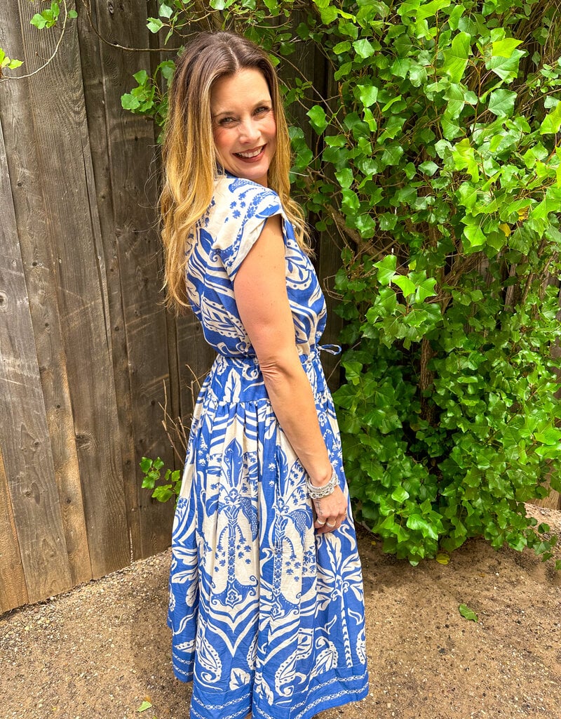 J.HOFFMAN'S Royal Palms Dress- Blue